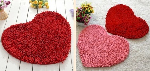 工厂直供 居家良品 雪尼尔爱心地垫，温暖每一寸空间